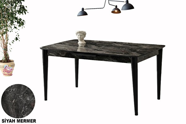 Sweet Home 70x120 Ortadan Açılır MDF Mutfak Salon Yemek Odası Masası Marmo