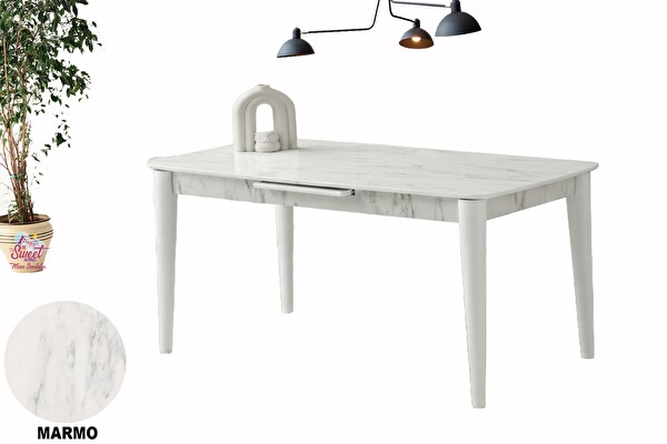 Sweet Home 70x120 Ortadan Açılır MDF Mutfak Salon Yemek Odası Masası Marmo