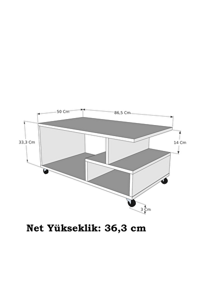 Reyo Enda Sultan Tekerli Orta Sehpa 86.5x50 CM