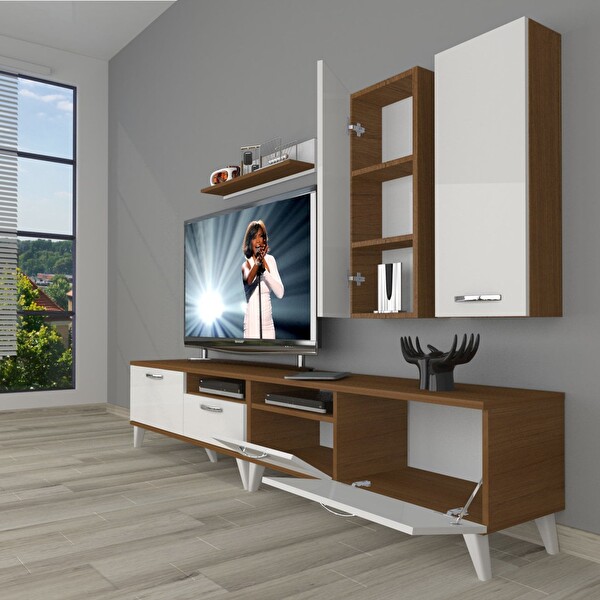 Decoraktiv Eko 5220d SLM Retro TV Sehpa Ünitesi - Ceviz Beyaz