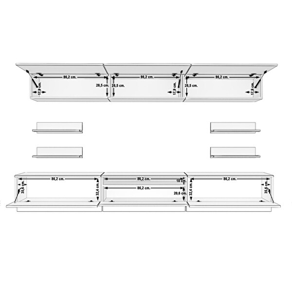 Decoraktiv Trendstyle 8y MDF TV Sehpa Ünitesi - Beyaz Siyah Mermer