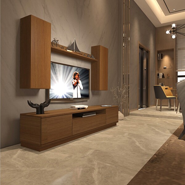 Decoraktiv Trendstyle 5ds MDF TV Sehpa Ünitesi - Naturel Ceviz