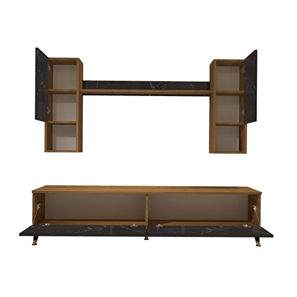 Decoraktiv Eko 5da MDF STD Gold TV Sehpa Ünitesi - Pera Siyah Mermer