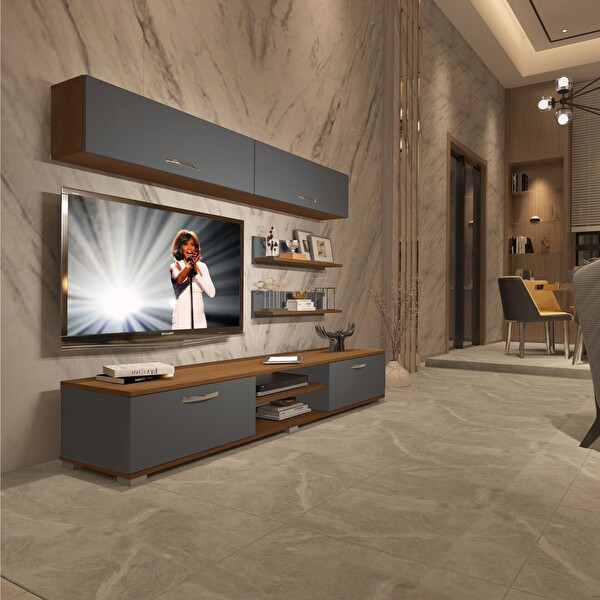 Decoraktiv Eko 5 MDF Dvd TV Sehpa Ünitesi - Ceviz Antrasit