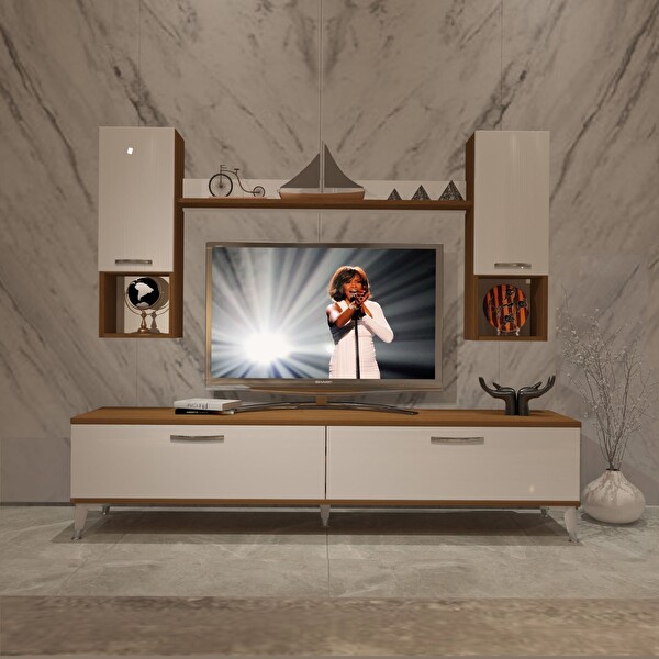 Decoraktiv Eko 5da MDF STD Silver TV Sehpa Ünitesi - Ceviz Beyaz