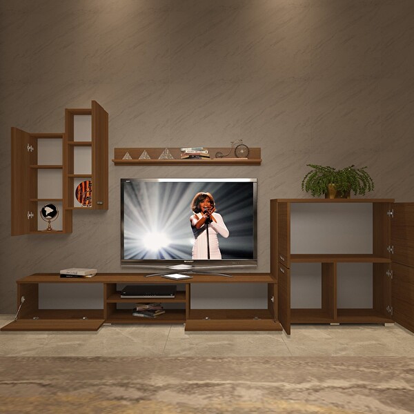 Decoraktiv Eko 6 MDF Dvd TV Sehpa Ünitesi - Naturel Ceviz