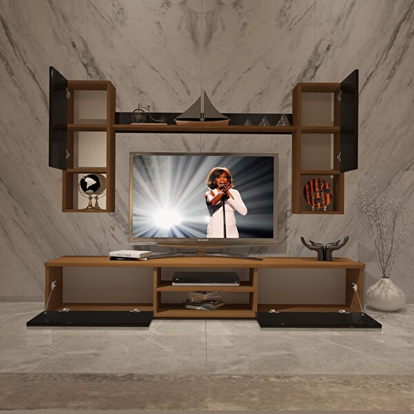 Decoraktiv Eko 5da MDF Dvd TV Sehpa Ünitesi - Ceviz Siyah