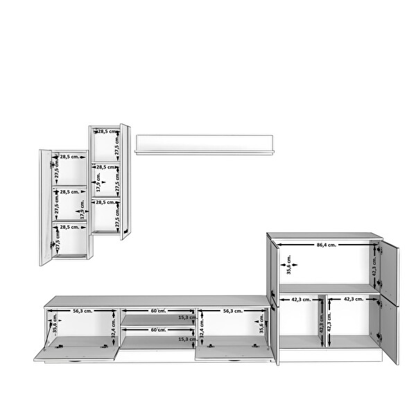 Decoraktiv Eko 6b MDF Dvd TV Sehpa Ünitesi - Beyaz Ceviz