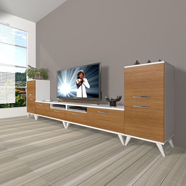 Decoraktiv Eko 9200 SLM Retro TV Sehpa Ünitesi - Beyaz Ceviz