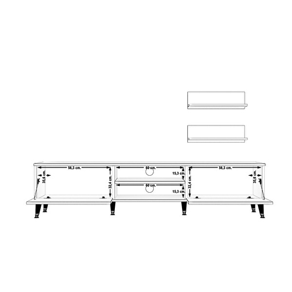Decoraktiv Eko 4 MDF Dvd Silver TV Sehpa Ünitesi - Beyaz Antrasit