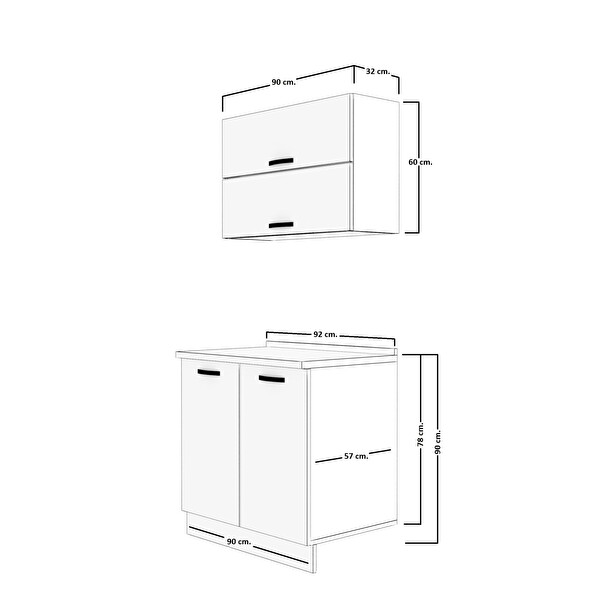 Decoraktiv Mini 90y MDF Hazır Mutfak Dolabı - Tezgah Dahil - Bordo Beyaz
