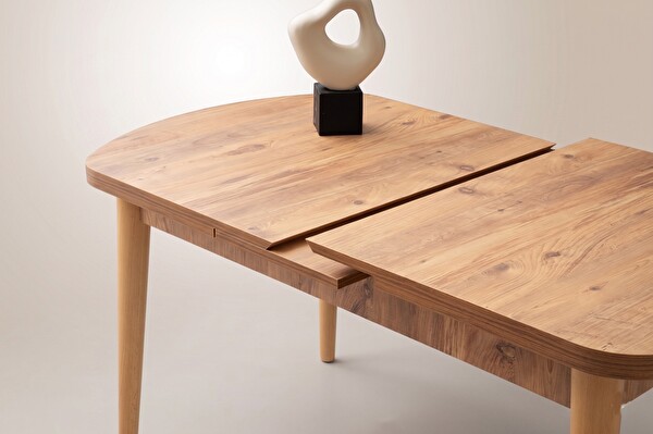 Sweet Home Kelebek Gizli Kaşıklıklı Açılır MDF Masa 80X140 CM Mutfak Salon Yemek Odası Masası Naturel