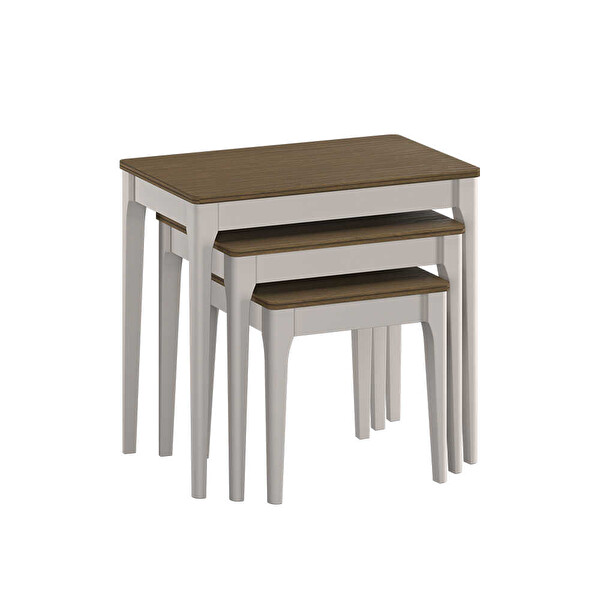 Adore Mobilya Milano Üçlü Zigon Sehpa - Vizon Zebra 64x60x40 CM
