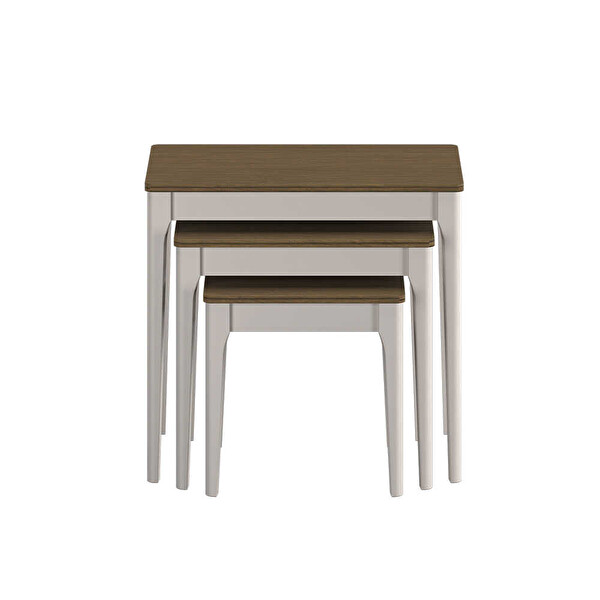 Adore Mobilya Milano Üçlü Zigon Sehpa - Vizon Zebra 64x60x40 CM