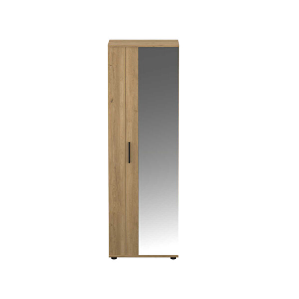 Adore Mobilya Porto 10 Bölmeli 2 Kapılı Aynalı Ayakkabılık - Florida Meşe 60x187x36 CM