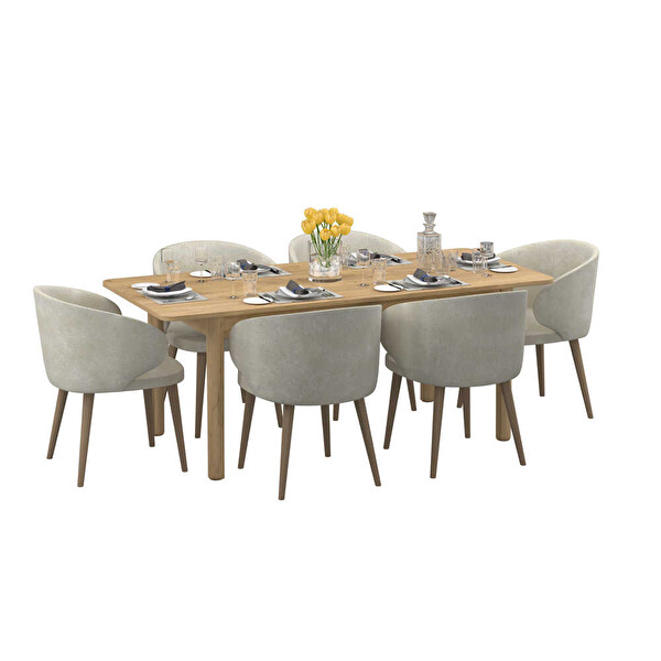 Adore Mobilya Bohem Açılır Yemek Masası Florida Meşe 160-200x78x90 CM