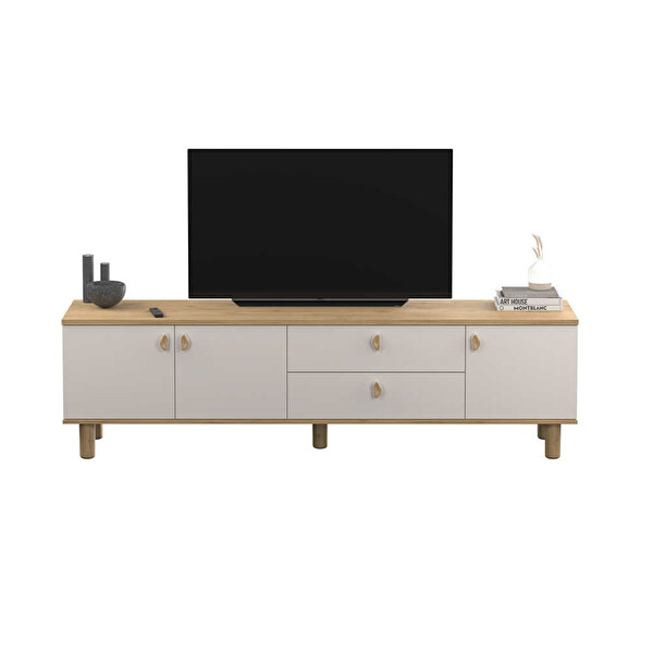 Adore Mobilya Bohem 3 Kapaklı 2 Çekmeceli Tv Ünitesi Florida Meşe-Vizon 207x58x45 CM
