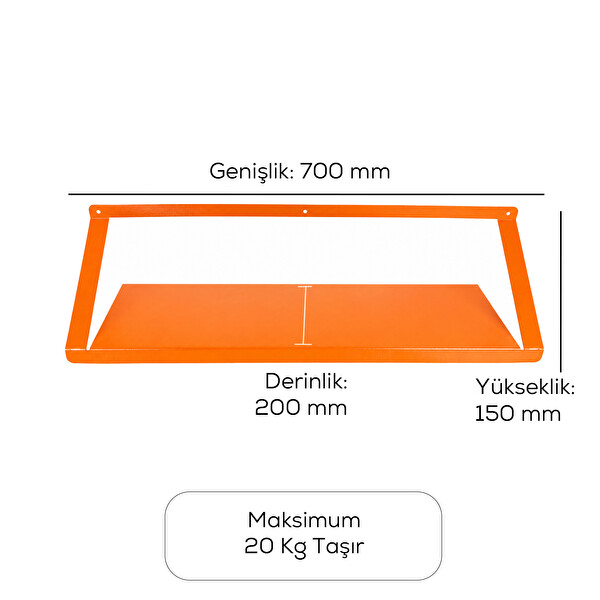 Alfafonet Ziglat 150 Serisi Endüstriyel 700x200x150 MM Turuncu 20 KG Taşıma Kapasiteli Duvar Tipi Raf
