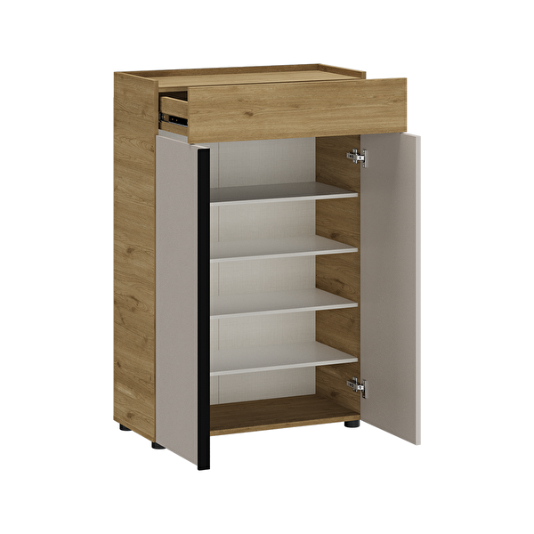 Adore Mobilya Porto 2 Kapaklı Tek Çekmeceli Florida Meşe-Vizon 72x111x34 CM Vestiyer