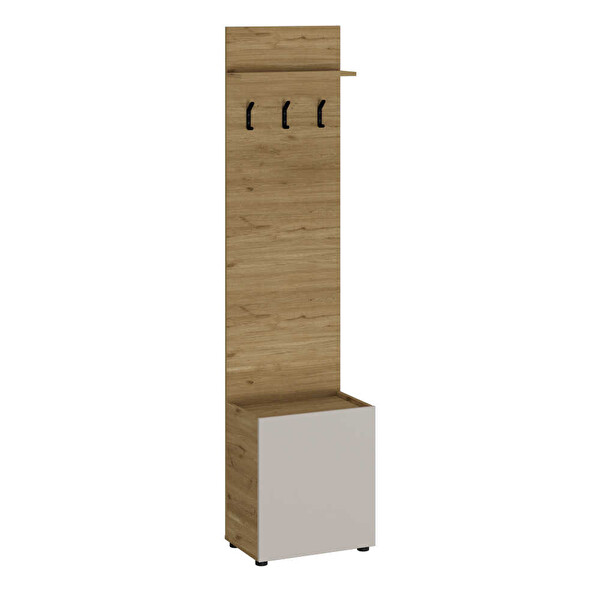 Adore Mobilya Porto Tek Kapaklı 3 Askılı Florida Meşe-Vizon 51x210x34 CM Vestiyer