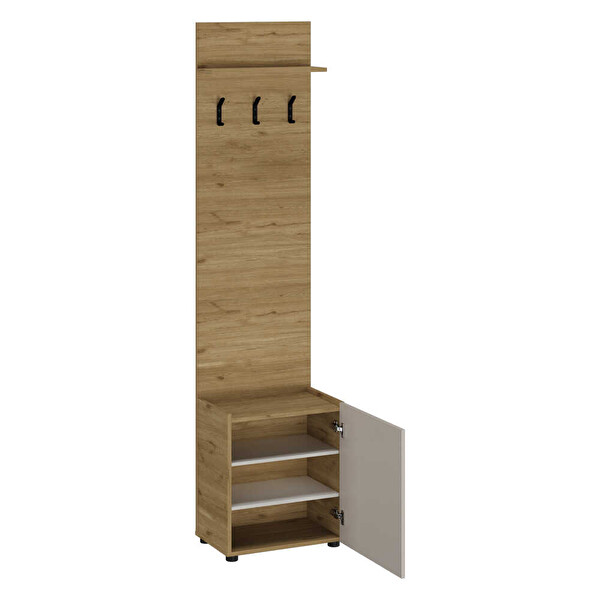 Adore Mobilya Porto Tek Kapaklı 3 Askılı Florida Meşe-Vizon 51x210x34 CM Vestiyer