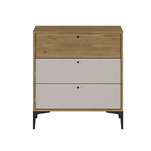 Adore Mobilya Madrid Florida Meşe-Vizon 80x87x45 CM 3 Çekmeceli Şifonyer