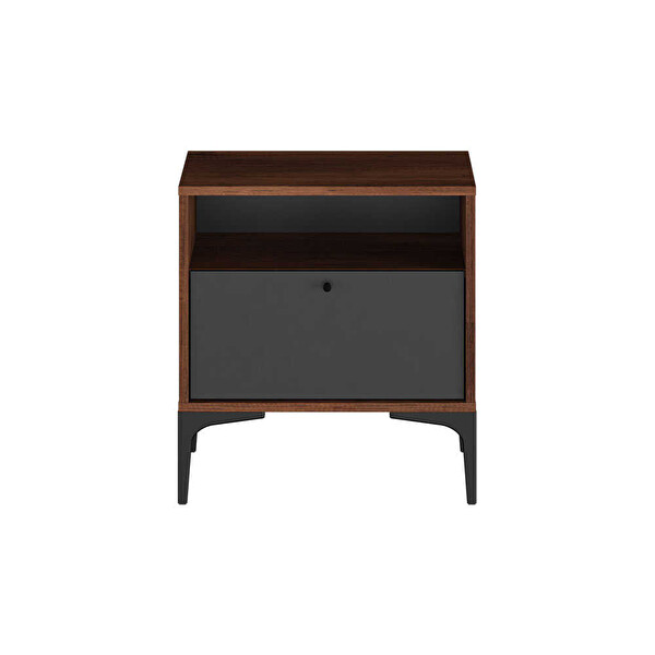 Adore Mobilya Madrid 51x55x45 CM Oslo Ceviz/Antrasit Tek Çekmeceli Komodin