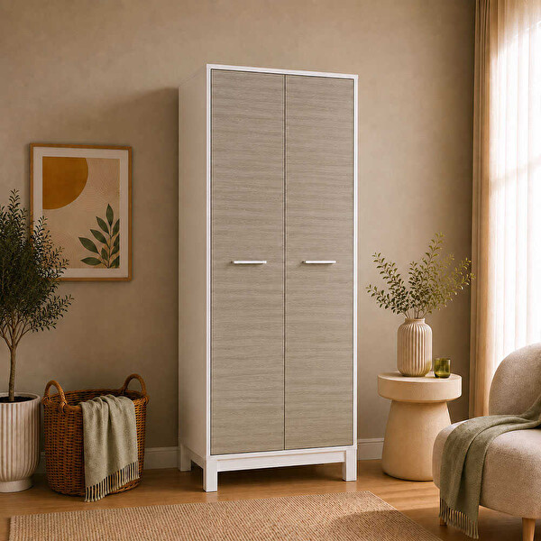 Adore Mobilya London 2 Kapaklı Gardırop - Meşe Beyaz 81x202x51 CM