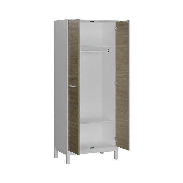 Adore Mobilya London 2 Kapaklı Gardırop - Meşe Beyaz 81x202x51 CM