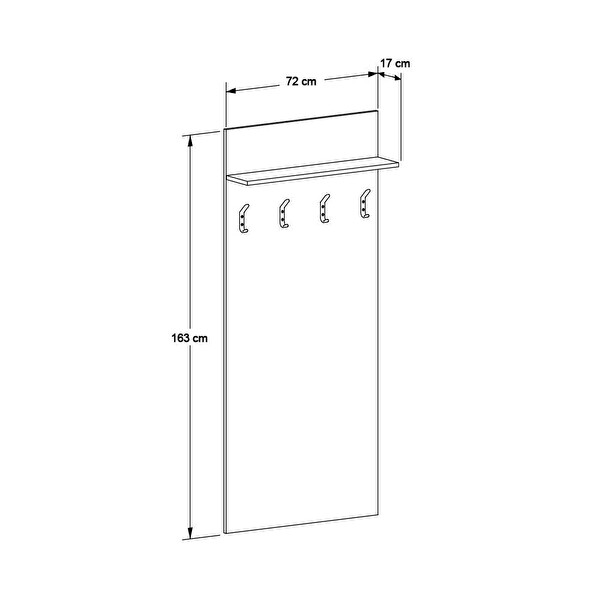 Adore Mobilya Porto 4 Askılı Tek Raflı Vestiyer Panosu - Florida Meşe 72x163x3 CM