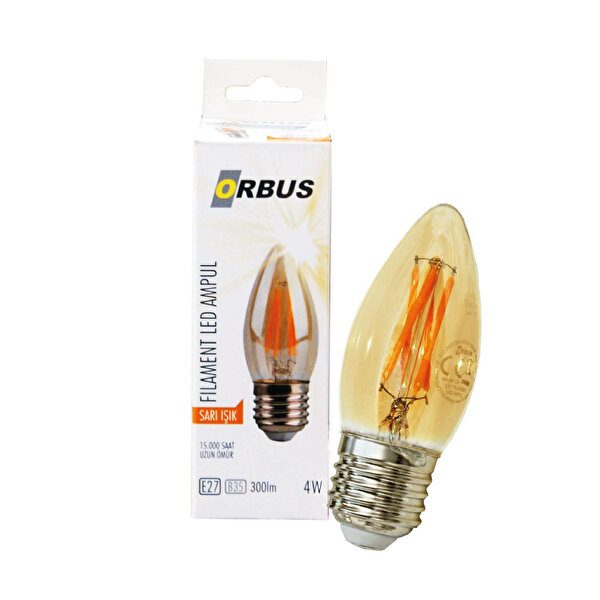 Orbus ORB-B35 4 W Amber E27 300 Lümen Sarı Işık LED Ampul