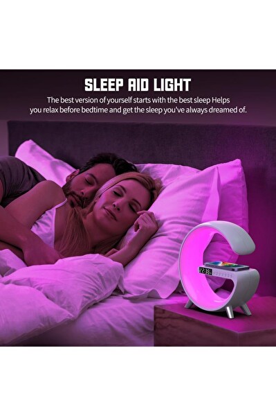 Torima G63 Kablosuz Şarj Saat ve Hoparlör Özellikli 3 in 1 Beyaz Masa Lambası