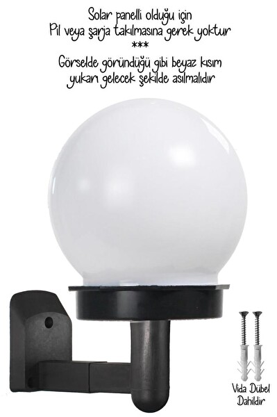Şahnet Solar Bahçe Lambası Beyaz - Güneş Enerjili Duvar Armatür (3 Adet)