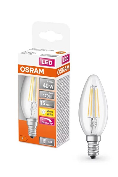 Osram Ledvance 4.8W (40W) Dim Rustik Led Mum Ampul - Sarı Işık Işığı Ayarlanabilir