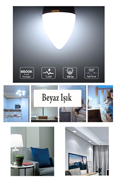 Osram Ledvalue 7.5W (60W) 3'lü Led Mum Ampul Beyaz - 6500K E14