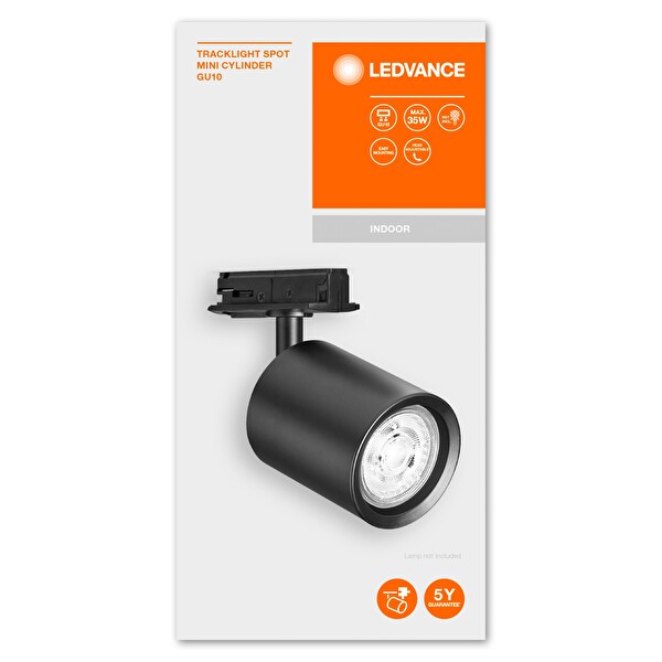 Ledvance Led 2700K IP20 GU10 Duy Sarı Işık Alüminyum Siyah Kasa İç Mekan Raylı Spot
