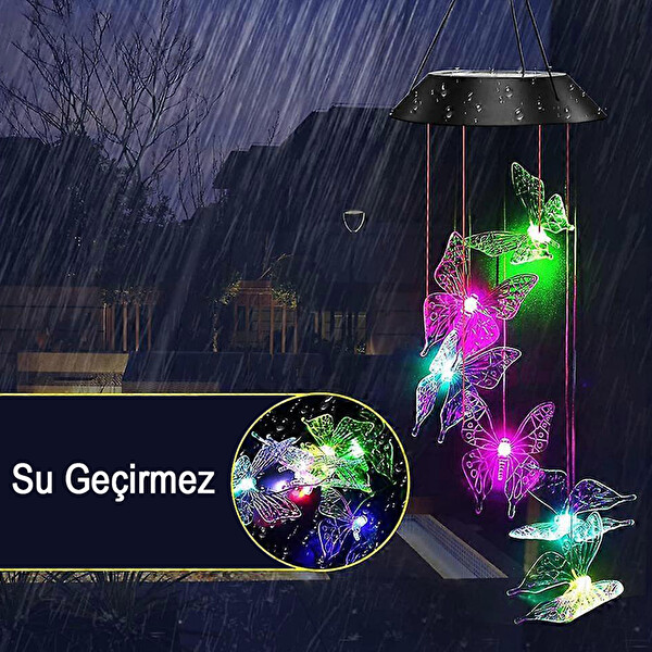 Greentech Güneş Enerjili Renk Geçişli Kristal Kelebek Aydınlatma / GT-SL08