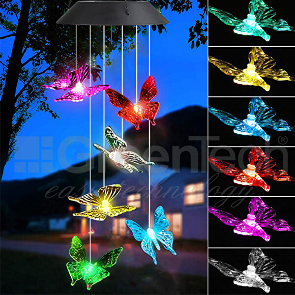 Greentech Güneş Enerjili Renk Geçişli Kristal Kelebek Aydınlatma / GT-SL08