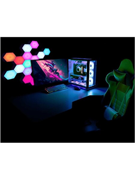 Polosmart PGS406 Pilli Aydınlatma Dokunmatik Uzaktan Kumandalı 16 Renkli Petek LED Lamba Beyaz