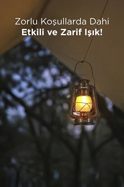 Torima LW-41 Nostaljik Retro Şarjlı Led Gaz Lambası Görünümlü Gece Lambası Koyu Ahşap