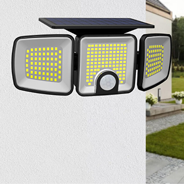 Greentech GT-SL25 Güneş Enerjili 223 Cob Ledli Hareket Sensörlü 3 Taraflı Aydınlatma