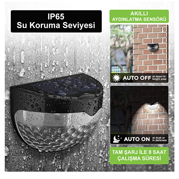 Greentech GT-SL23 Güneş Enerjili Duvar ve Çit LED Aydınlatma 4 Adet