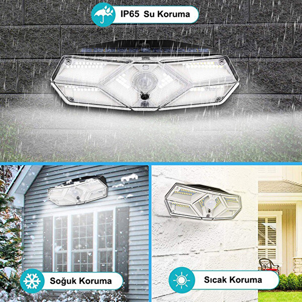 Greentech GT-SL13 Güneş Enerjili Hareket Sensörlü 6 Taraflı 104 LED Aydınlatma 2 Adet