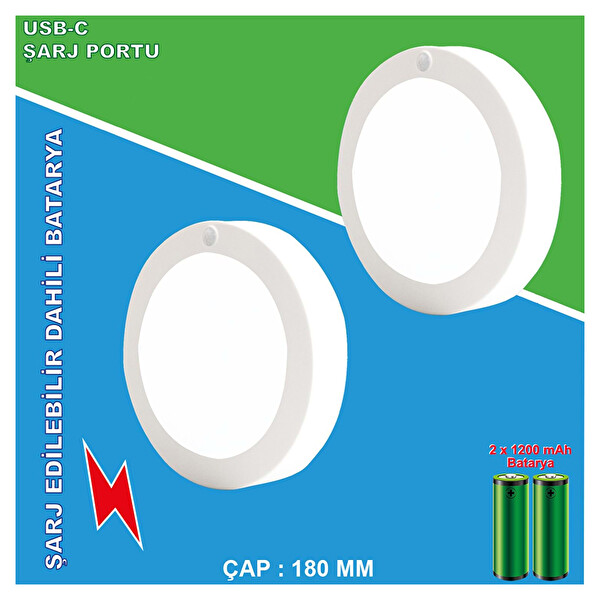 Greentech GT-CL05- Şarjlı Hareket Sensörlü LED Aydınlatma 2 Adet