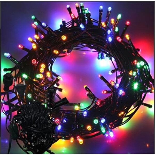 Evimdeyokyok Boncuk Lamba RGB 8 Fonksiyon 100 Led Fişli Uzatma Kablolu Siyah kablo 10 M