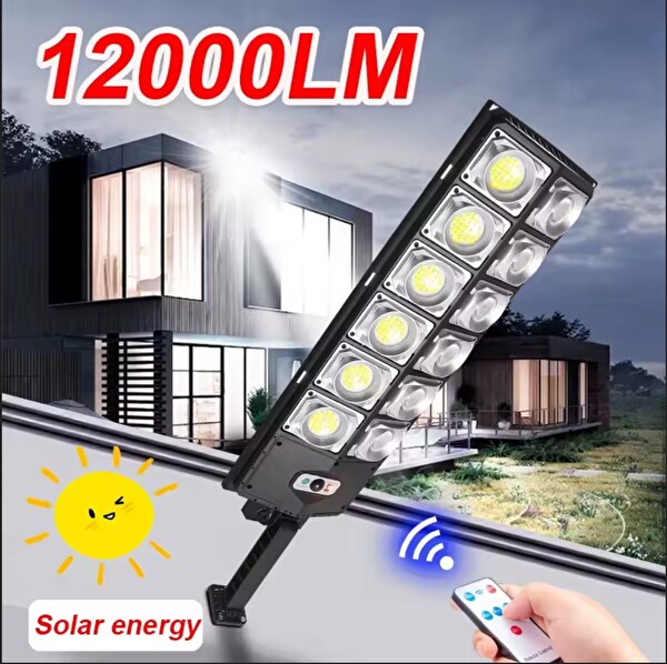 Sge Teknoloji 12000 Lümen 504 LED Güneş Enerjili Hareket Sensörlü Kumandalı Bahçe Sokak Garaj Ev Aydınlatma Lambası
