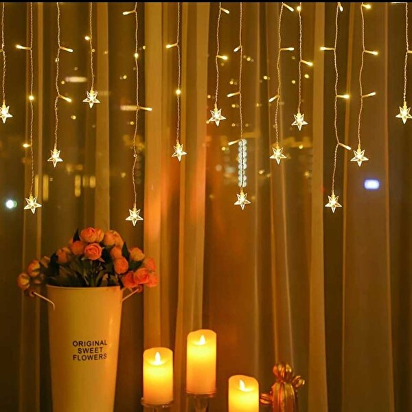 Evimdeyokyok 4 Metre 40 - 50 - 60 CM 19 Saçaklı 96 Ledli Gün Işığı Yıldız Aydınlatma