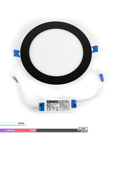 ACK AP01-01201 12W Slim Led Panel Siyah Kasa 3000K Sarı Işık Gömme Spot Lamba