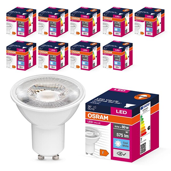 Osram LED Value PAR16 6.9W GU10 4000K Gün Işığı Ampul - 10 Adet