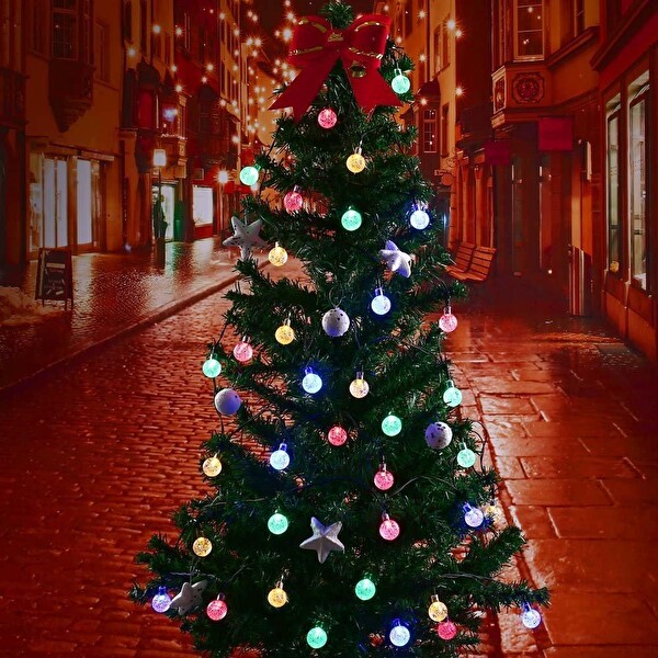 Sge Teknoloji 7 Metre 50 Led Şeffaf Kristal Top Renkli Solar Güneş Enerjili Balkon Süsü Aydınlatma Lambası